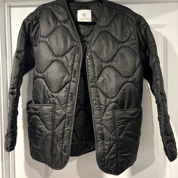 Anine Bing Jackets & Blazers - Anine Bing Black Quilted Button-Front Puffer Jacket